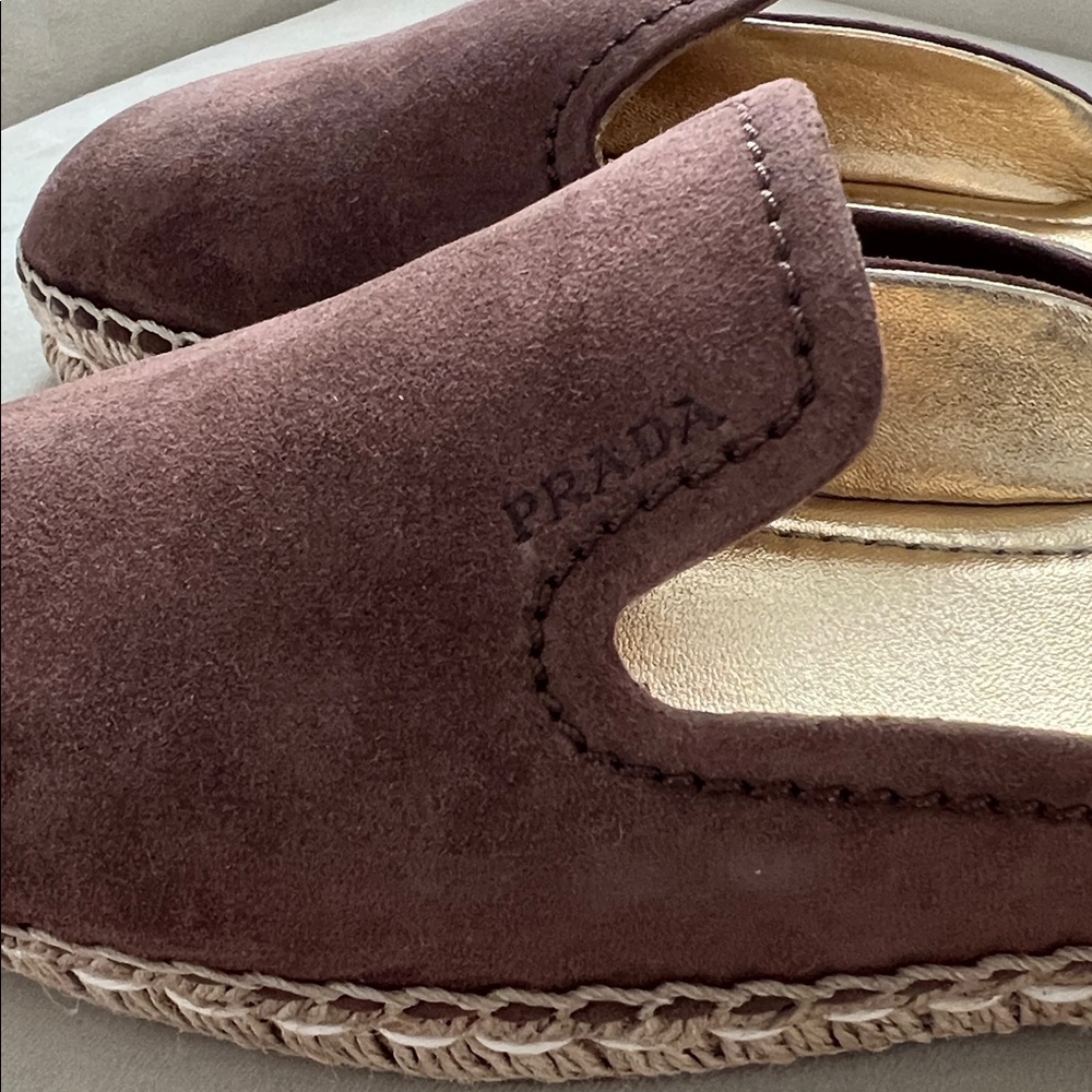 New PRADA Suede & Raffia Brown Mule - Picture 8 of 11